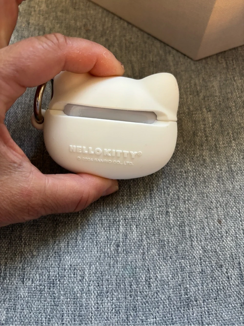 Hello Kitty White and Pink Silicone AirPods Case with Keyring Charm